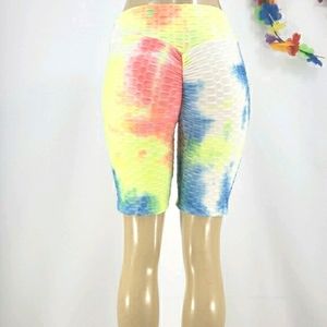 New XJ BOOST Rainbow Tie Dye Yoga Workout Bike Lounge Shorts